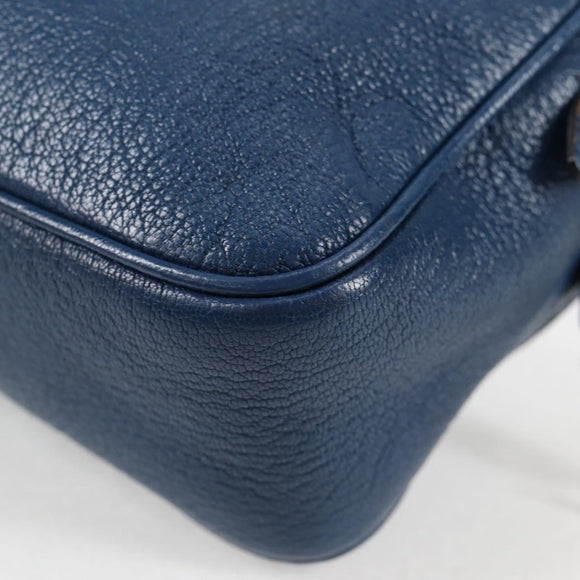 Miu Miu Shoulder Bag Leather Blue Gold Auth 130157V