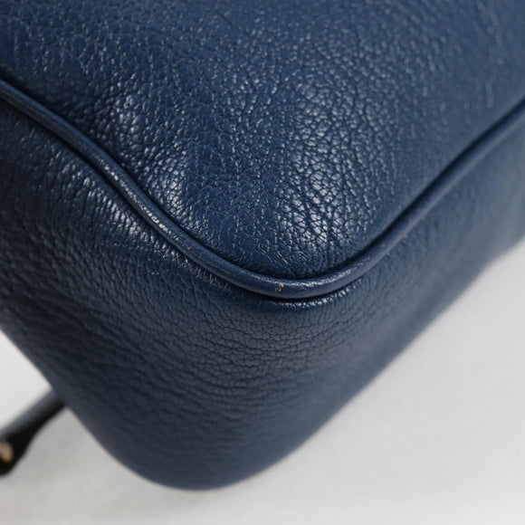 Miu Miu Shoulder Bag Leather Blue Gold Auth 130157V