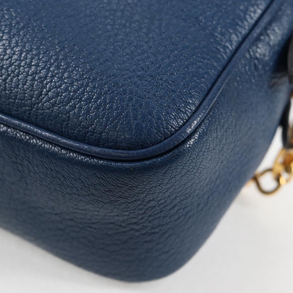 Miu Miu Shoulder Bag Leather Blue Gold Auth 130157V