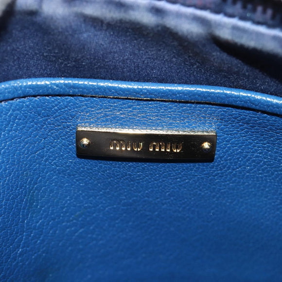 Miu Miu Shoulder Bag Leather Blue Gold Auth 130157V