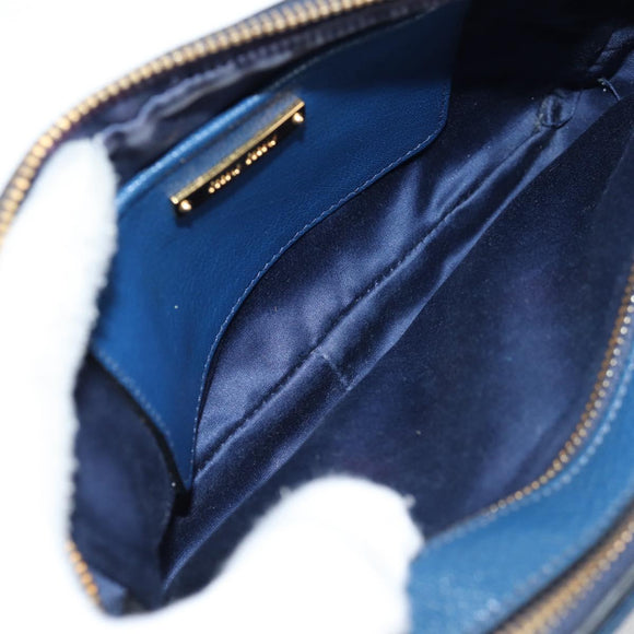 Miu Miu Shoulder Bag Leather Blue Gold Auth 130157V
