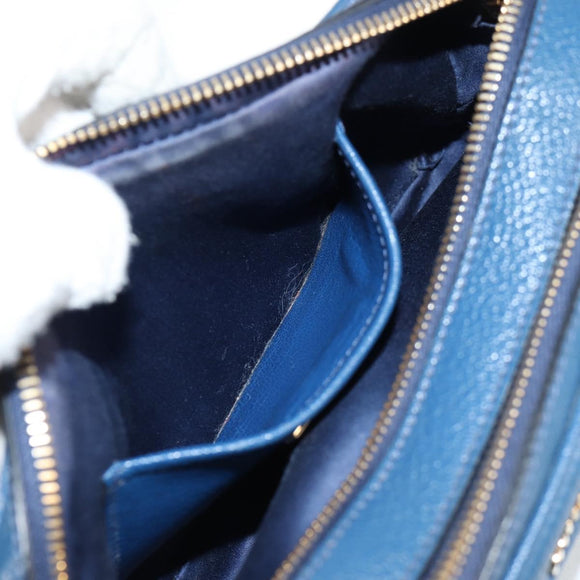 Miu Miu Shoulder Bag Leather Blue Gold Auth 130157V