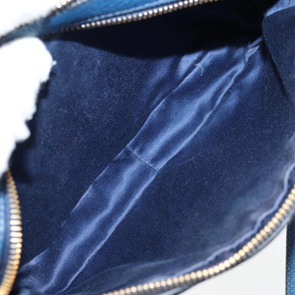 Miu Miu Shoulder Bag Leather Blue Gold Auth 130157V