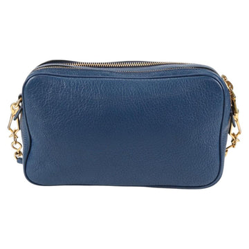 Miu Miu Shoulder Bag Leather Blue Gold Auth 130157V - 0
