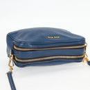 Miu Miu Shoulder Bag Leather Blue Gold Auth 130157V-6