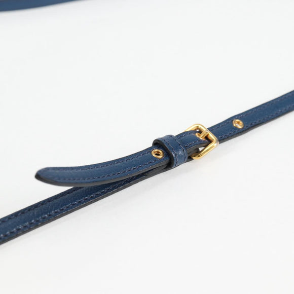 Miu Miu Shoulder Bag Leather Blue Gold Auth 130157V