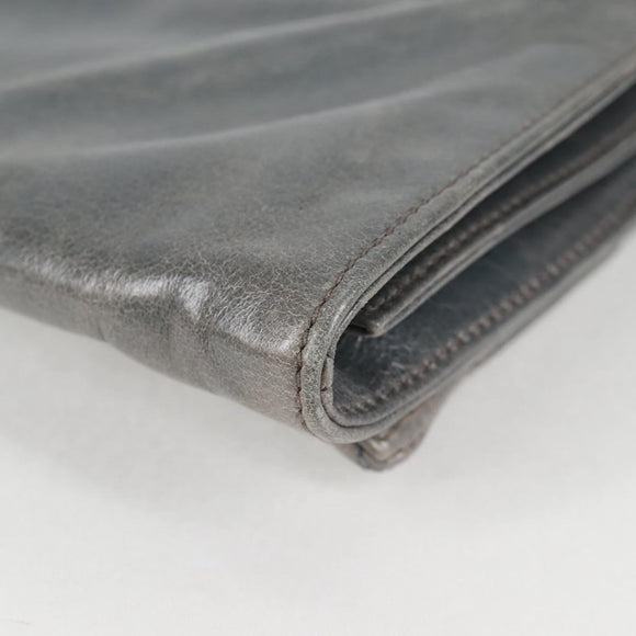 Miu Miu Sequin Shoulder Bag Leather Light Blue Silver Auth 130158V