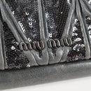 Miu Miu Sequin Shoulder Bag Leather Light Blue Silver Auth 130158V-19
