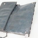 Miu Miu Sequin Shoulder Bag Leather Light Blue Silver Auth 130158V-9