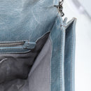 Miu Miu Sequin Shoulder Bag Leather Light Blue Silver Auth 130158V-21