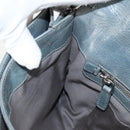 Miu Miu Sequin Shoulder Bag Leather Light Blue Silver Auth 130158V-22