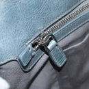 Miu Miu Sequin Shoulder Bag Leather Light Blue Silver Auth 130158V-23