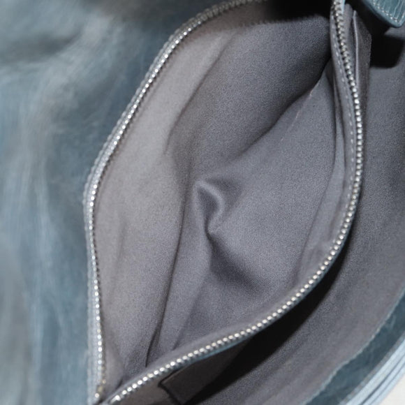 Miu Miu Sequin Shoulder Bag Leather Light Blue Silver Auth 130158V