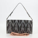 Miu Miu Sequin Shoulder Bag Leather Light Blue Silver Auth 130158V-12