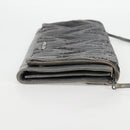 Miu Miu Sequin Shoulder Bag Leather Light Blue Silver Auth 130158V-4