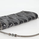 Miu Miu Sequin Shoulder Bag Leather Light Blue Silver Auth 130158V-6