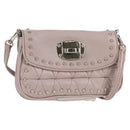 Miu Miu Studs Chain Shoulder Bag Leather Pink Silver Auth 130159V-1