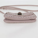 Miu Miu Studs Chain Shoulder Bag Leather Pink Silver Auth 130159V-10