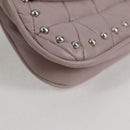 Miu Miu Studs Chain Shoulder Bag Leather Pink Silver Auth 130159V-11