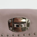 Miu Miu Studs Chain Shoulder Bag Leather Pink Silver Auth 130159V-16