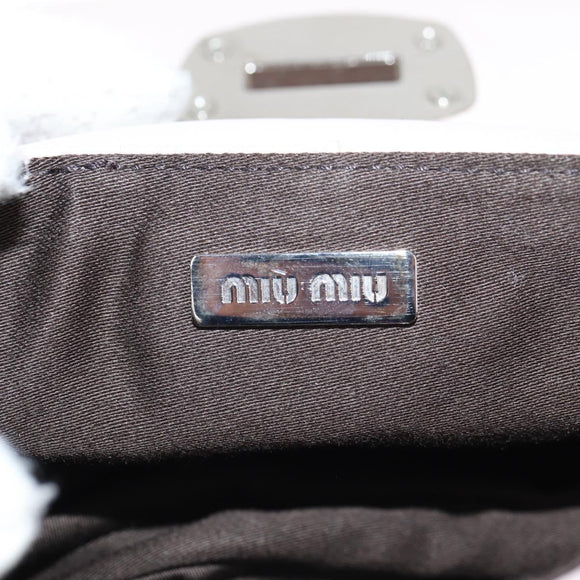 Miu Miu Studs Chain Shoulder Bag Leather Pink Silver Auth 130159V