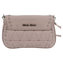 Miu Miu Studs Chain Shoulder Bag Leather Pink Silver Auth 130159V-3