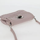 Miu Miu Studs Chain Shoulder Bag Leather Pink Silver Auth 130159V-6
