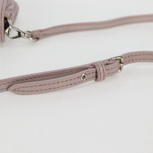 Miu Miu Studs Chain Shoulder Bag Leather Pink Silver Auth 130159V