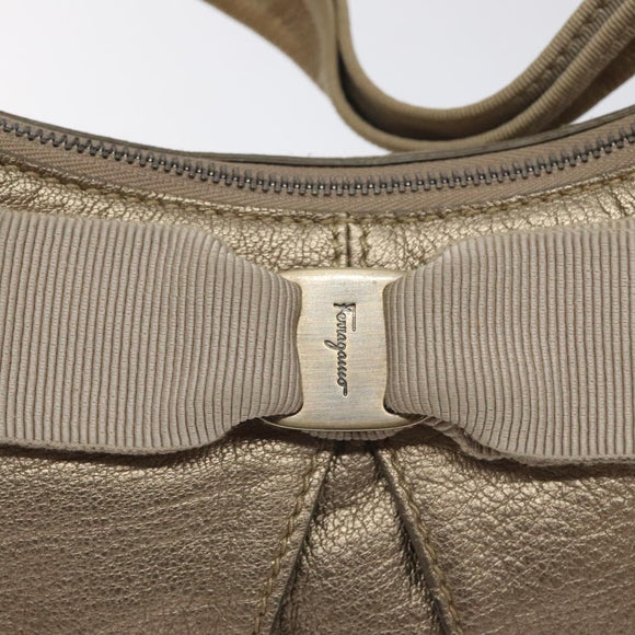 Salvatore Ferragamo Vala Shoulder Bag Leather Gold Auth 130160