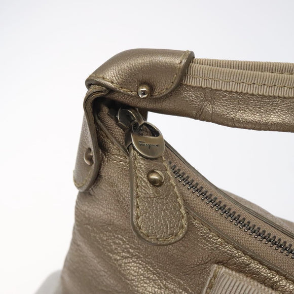 Salvatore Ferragamo Vala Shoulder Bag Leather Gold Auth 130160