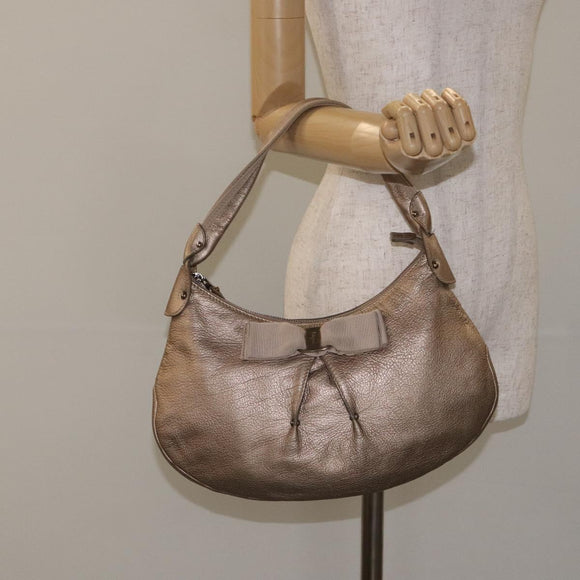 Salvatore Ferragamo Vala Shoulder Bag Leather Gold Auth 130160