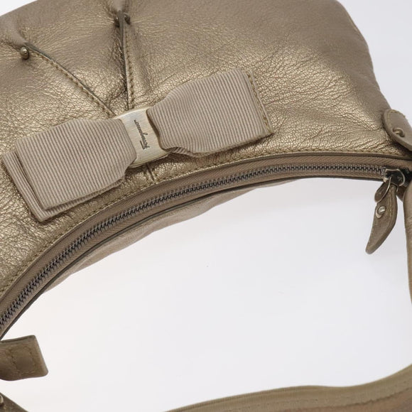 Salvatore Ferragamo Vala Shoulder Bag Leather Gold Auth 130160
