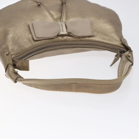 Salvatore Ferragamo Vala Shoulder Bag Leather Gold Auth 130160