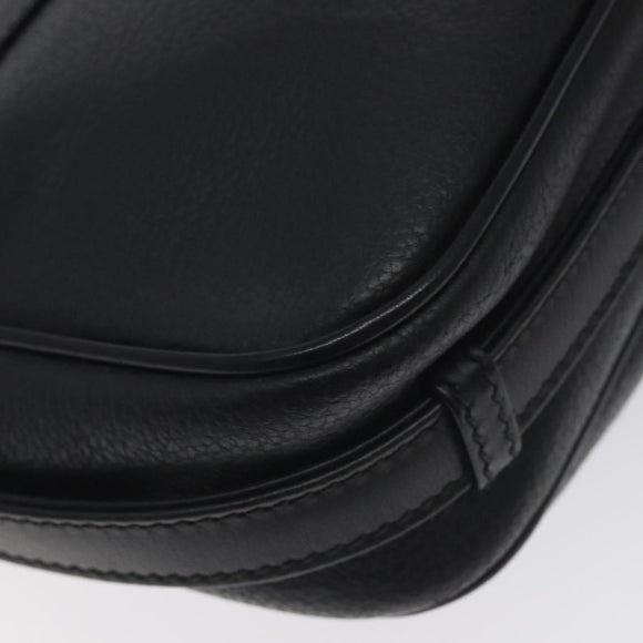 GUCCI Shoulder Bag Leather Black Gold 001 056 1299 Auth 130162