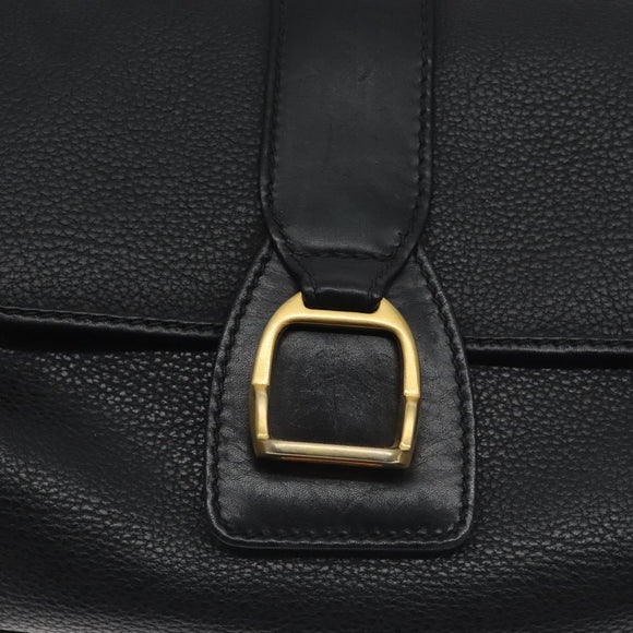 GUCCI Shoulder Bag Leather Black Gold 001 056 1299 Auth 130162