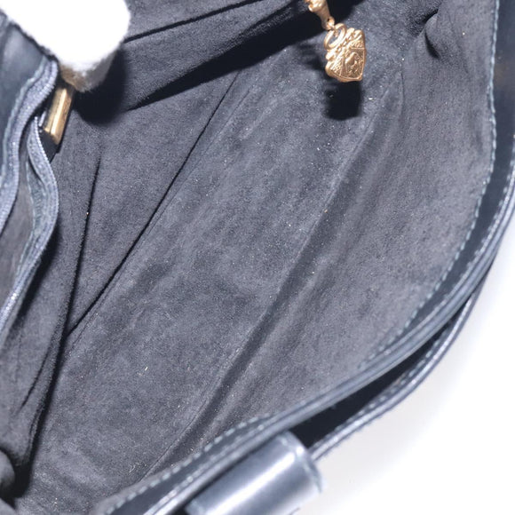 GUCCI Shoulder Bag Leather Black Gold 001 056 1299 Auth 130162