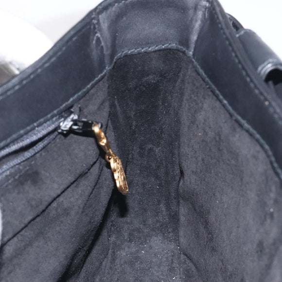 GUCCI Shoulder Bag Leather Black Gold 001 056 1299 Auth 130162