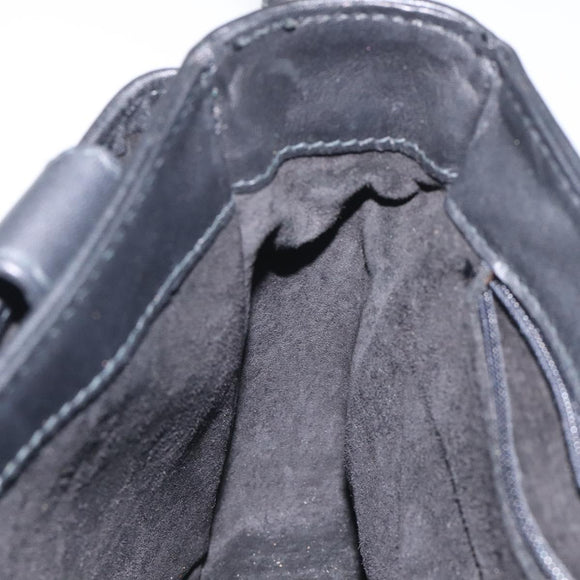 GUCCI Shoulder Bag Leather Black Gold 001 056 1299 Auth 130162