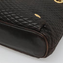 BALLY Quilted Chain Shoulder Bag Leather Black Gold Auth 130164-9