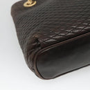 BALLY Quilted Chain Shoulder Bag Leather Black Gold Auth 130164-16