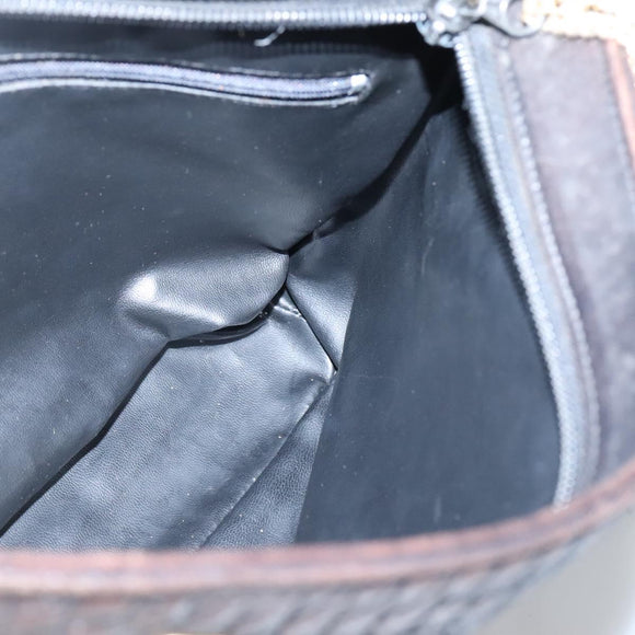 BALLY Quilted Chain Shoulder Bag Leather Black Gold Auth 130164