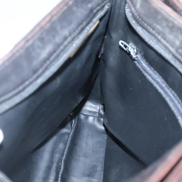 BALLY Quilted Chain Shoulder Bag Leather Black Gold Auth 130164