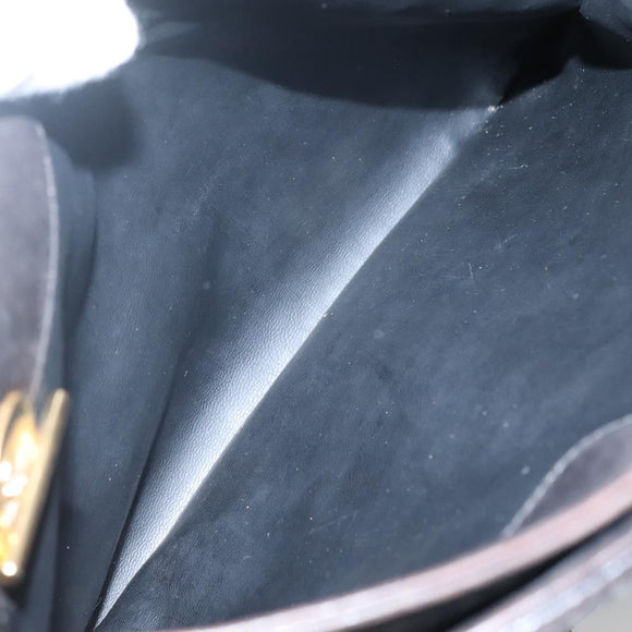 BALLY Quilted Chain Shoulder Bag Leather Black Gold Auth 130164