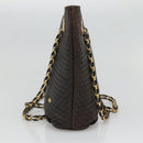 BALLY Quilted Chain Shoulder Bag Leather Black Gold Auth 130164-4