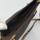 BALLY Quilted Chain Shoulder Bag Leather Black Gold Auth 130164-6