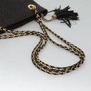 BALLY Quilted Chain Shoulder Bag Leather Black Gold Auth 130164-7