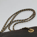 BALLY Quilted Chain Shoulder Bag Leather Black Gold Auth 130164-8