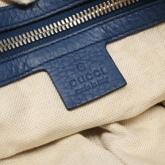 GUCCI Shoulder Bag Leather Blue Silver 337084 Auth 130167