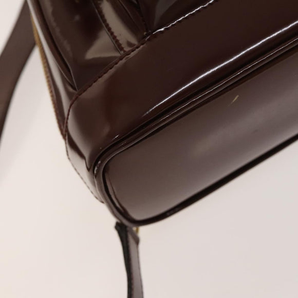 GUCCI Bamboo Body Bag Patent Leather Brown Gold 003 3444 0127 Auth 130177