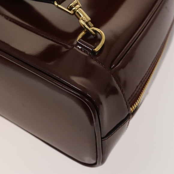 GUCCI Bamboo Body Bag Patent Leather Brown Gold 003 3444 0127 Auth 130177